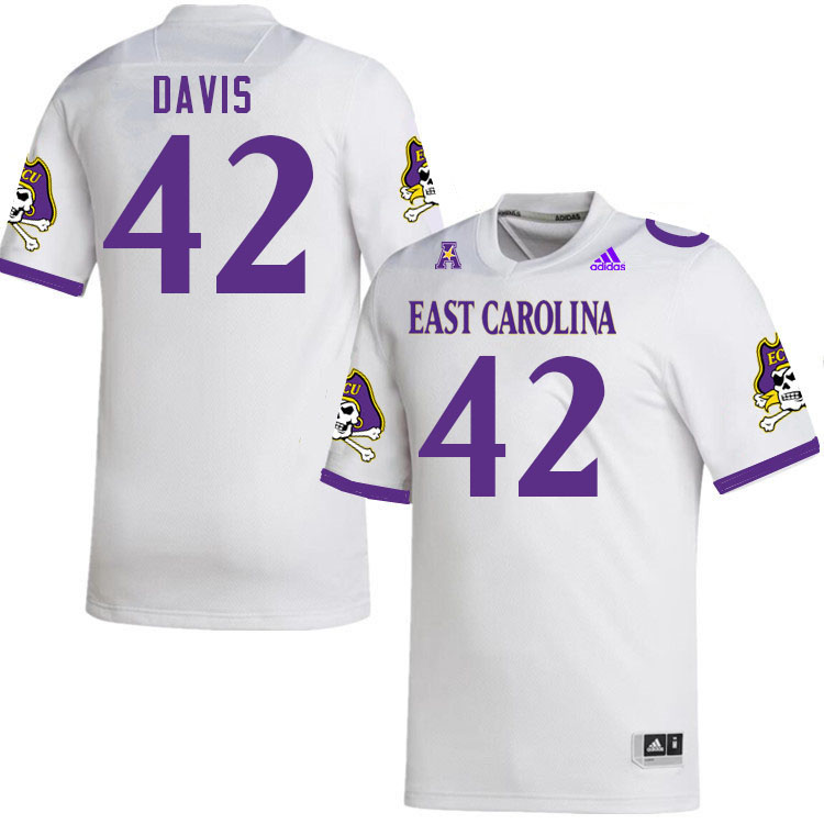 Men #42 Julien Davis ECU Pirates College Football Jerseys Stitched Sale-White